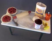 miniature table showing pastry making